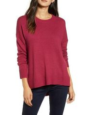 Chelsea 28 Nordstrom High Low Crewneck Sweater Pullover Burgundy Berry S Small