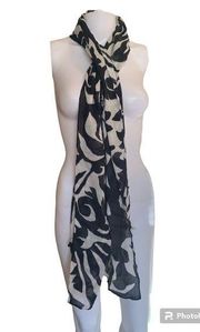 Chicos One Size Printed Scarf Black White NWT