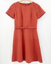 ANN TAYLOR Factory Dress Size 0 Burnt Rust Orange Belted Business Casual Belt
