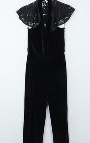 L'Agence Black Velvet Halter Jumpsuit Size 2