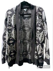 Market & Spruce Gray and Black Cardigan With Brown Patches On Elbows Size Large