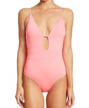 NWT Becca Skylar Plunge One-Piece Swimsuit in Neon Pink