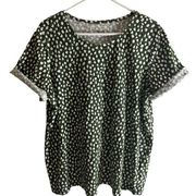 Blair Green and White Polka Dotted Splash Knit Top Size 2XL