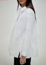 Eileen Fisher White Organic Cotton Classic Collar Long Shirt Size S/P MSRP $218