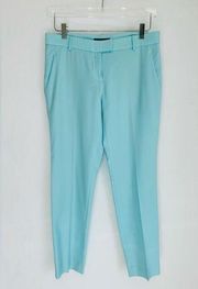 Theory Sienna Ankle Crop Virgin Wool Teal Blue Pant Trousers Size 6