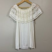 Hanky Panky x Lindsi Lane Women’s Off The Shoulder Lace Cover Up Dress Cream NWT