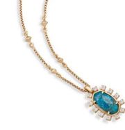 Kendra Scott Nwt  Necklace Gold with Teal blue stone, cubic zirconia stones