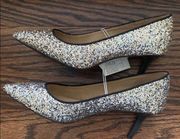 Old Navy silver glitter heels
