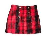 NWT Hyfve Red and Black Plaid Mini Skirt