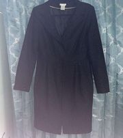 Worthington Dressy Long Pea Coat.  Size 12.  Black With Gold Stitching. EUC