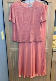 Adrianna Papell Beaded Silk Two Piece Mother of Bride Groom Dress Size 14