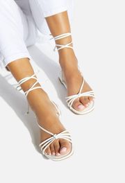 Shoe Dazzle White Flat Sandals