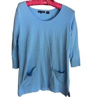 Jeanne Pierre light blue boat neck sweater with front pockets women’s medium