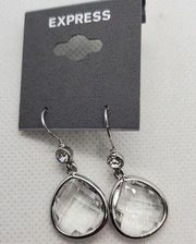 NWT Express Silver & Clear Dangling Teardrop Earrings