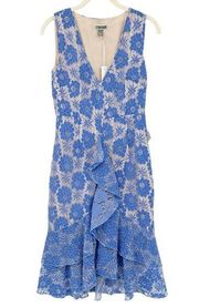 Chelsea28 Womens Floral Lace Ruffle Detail Sheath Dress Size XS Periwinkle NWT