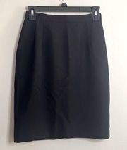 Karl Lagerfeld Black 100% Wool Black Pencil Skirt Minimal Business Career Staple