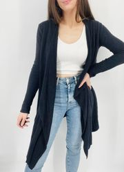 Bamboo Chic Lite Long Open Face Cardigan Sweater in Black Size S/M