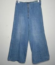 forever 21 wide leg jeans light wash zip up casual size 27