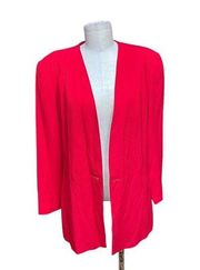 Carolina Herrera Studio for Saks Vintage Open Red Blazer Jacket Size 14