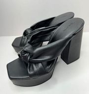 Open Edit Platform Sandals Size 8.5 Black Square Open Toe Knotted Heels