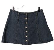 Vintage 80's 90's LA Blues Denim Mini Skirt 100% Cotton Button Front Light Wash