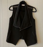 Vince Drape Vest with Leather Trim XS