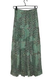 Ba&sh Size M Vertdeau Floral Chiffon Green Maxi Skirt