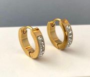 18K Gold Plated CZ Small Hoop Earrings for Men Women,Gold Hoop Earrings