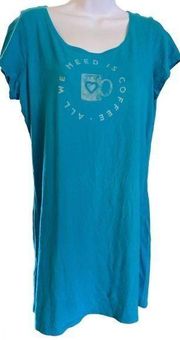 Life is Good Sleep Shirt Size Medium Teal i467