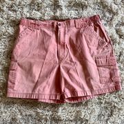 Vintage Pink LL Bean Cargo Shorts Utility Shorts w/ Elastic Stretch Waist