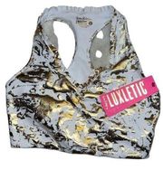 NWT Lilly Pulitzer Lindsay racerback sports bra shoreline gold foil sz Small