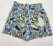 Joie Womens Size 2 Linen Rayon Blend Tropical Print Beaded Tassel Pull On Shorts