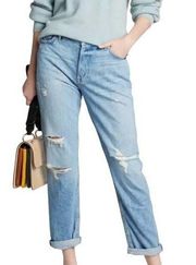 GRLFRND Olivia High Waisted Blue Straight Leg Distressed Women's Jean Size 26