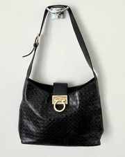 black Ganci textured leather shoulder bag