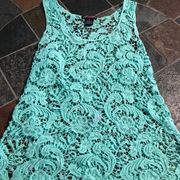 Body Central Teal Lace Blouse Sz Small