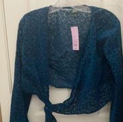 Wild Fable  flocked tie front shrug small