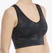 Spanx Look At Me Now Seamless Crop Top Black Camo Size Small sports bra