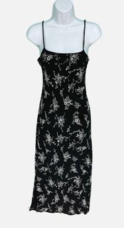 Vintage 90s Y2K Per Seption Black & White Floral Maxi Dress