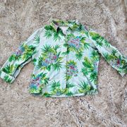 Sag Harbor Beaded Button Down Top Tropical Size 14P