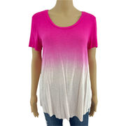 Kenneth Cole (L) Hot Pink Cream Ombre Dye Stretchy Knit Short Sleeve Tee Shirt