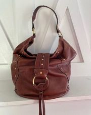 Vintage Preston & York Leather Brown Hobo Bag 12x7 inches Gold Hardware