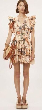 ULLA JOHNSON Marni Floral Ruffled Minidress Size 6