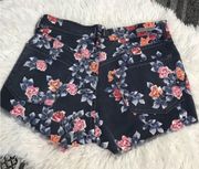 Citizens Of Humanity Chloe Jean Shorts Floral Flower Raw Fray Hem Blue Pink 28