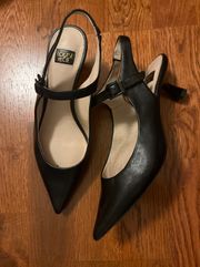 Black Leather Sling Back