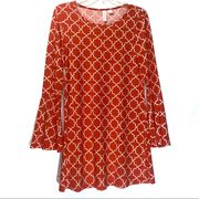 Tacera Printed Bell Sleeve Top Small