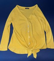 Kim & Cami Yellow Button Up Sweater