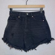 Wild Fable  Black Wash Denim Frayed Hem highest Rise Shortie Shorts size 0