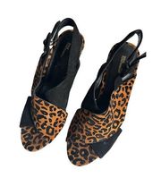 Diane Von Furstenberg DVF Size 7 Leather Leopard Heeled Sandal