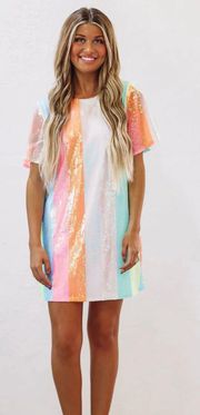 Hazel & Olive Sequin Rainbow Mini Dress