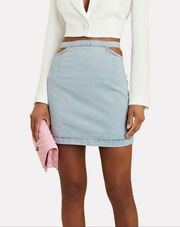 NEW WeWoreWhat Cut Out Light Wash Denim Women S Indigo Comfort Mini Preppy Skirt